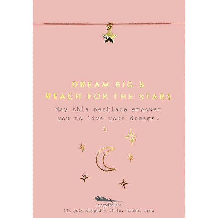 New Moon Gold Charm Necklace Dream Big and Reach for the Stars