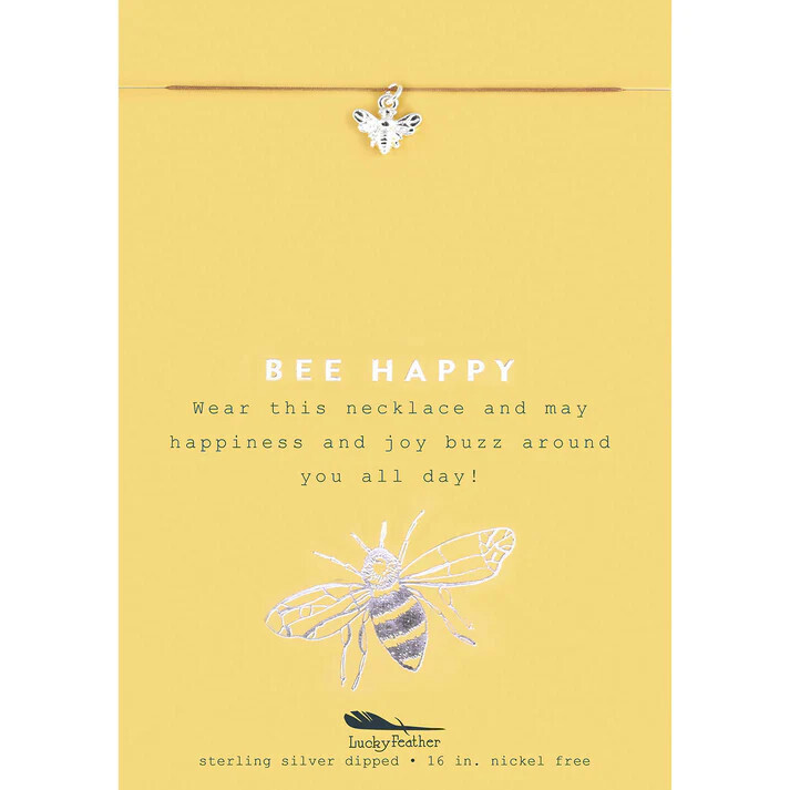 New Moon Silver Charm Necklace Bee Happy