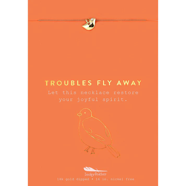 New Moon Gold Charm Necklace Troubles Fly Away