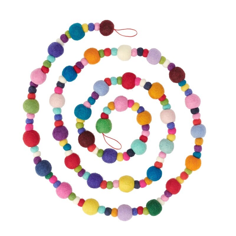Modwool Felt Assorted Ball Garland Multicolour 75"