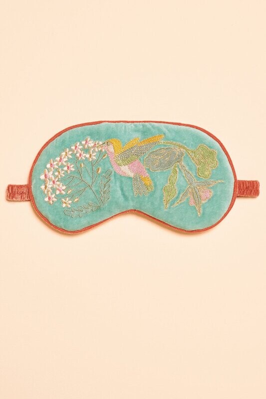 Lavender Velvet Eye Mask Hummingbird Aqua