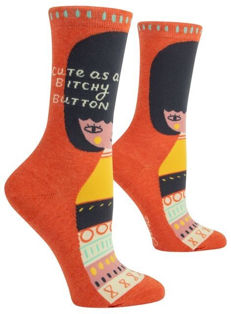Women&#39;s Crew Socks Bitchy Button