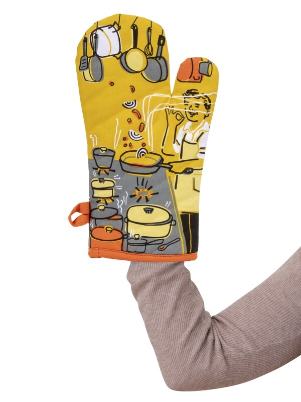 Oven Mitt Man With A Pan