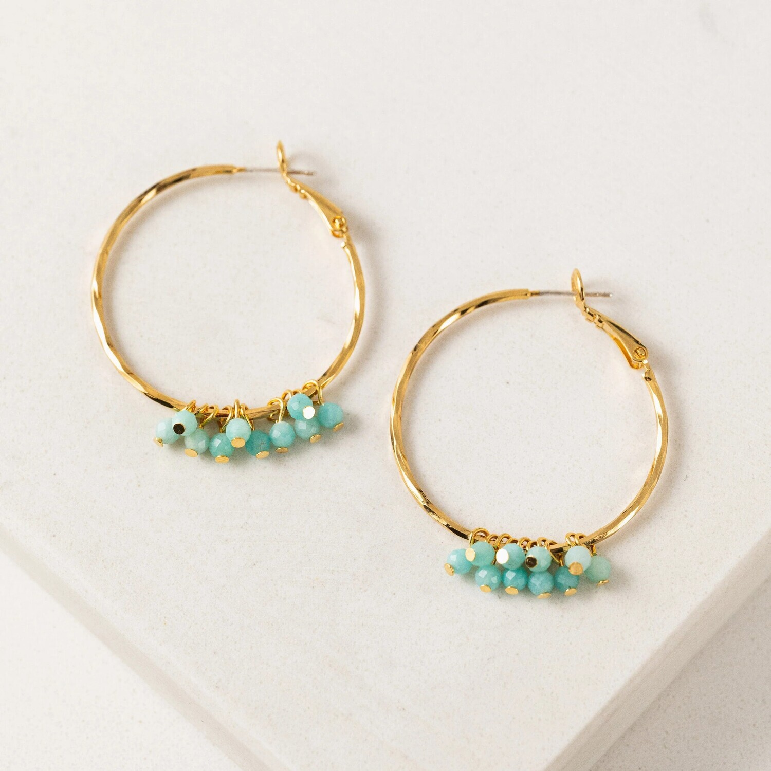 Sorrento Gemstone Beaded Hoop Earrings Amazonite