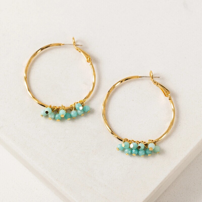 Sorrento Gemstone Beaded Hoop Earrings Amazonite