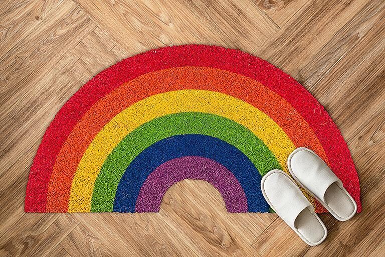 Doormat Rubber Bottom Rainbow Shape 15" x 30"