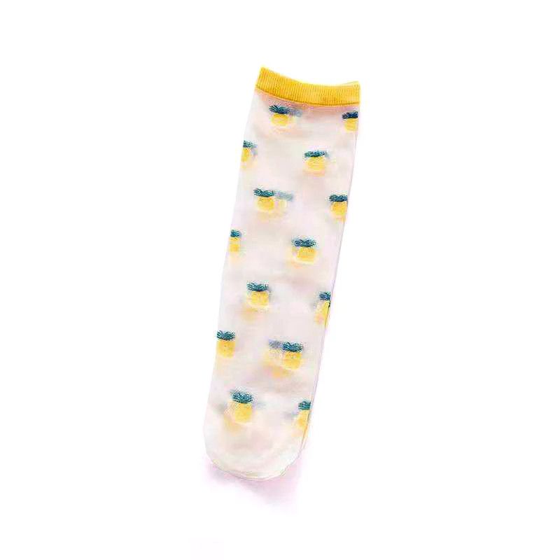 Sheer Fruit Ankle Socks Pineapple