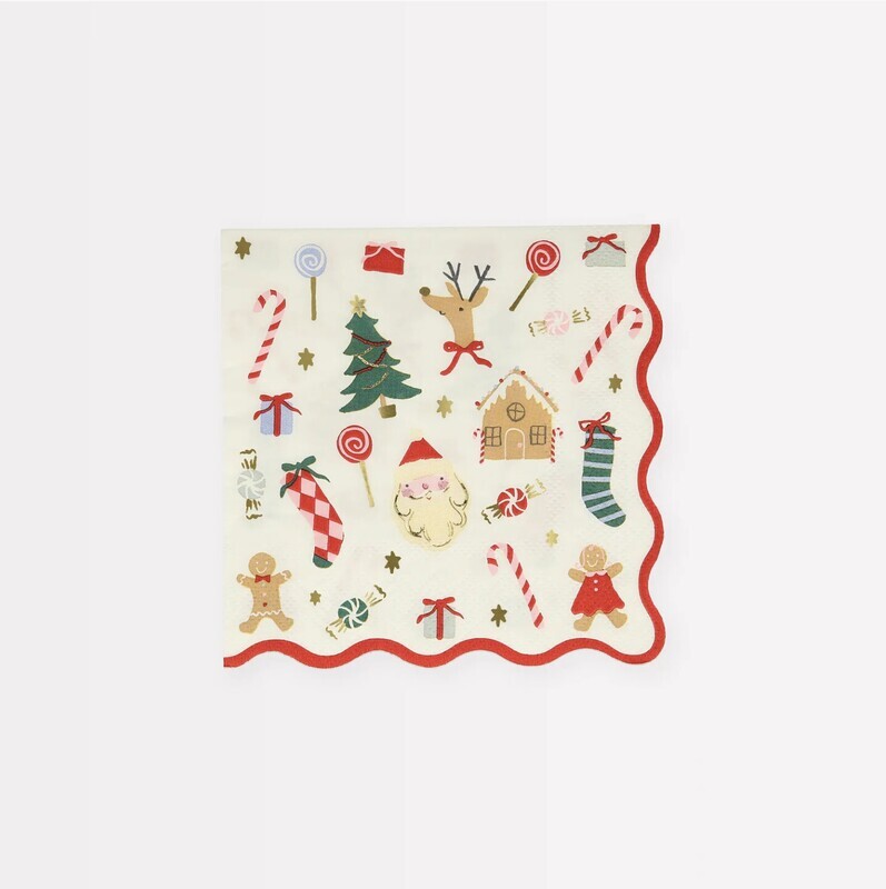 Napkins Small Jolly Christmas Set of 16