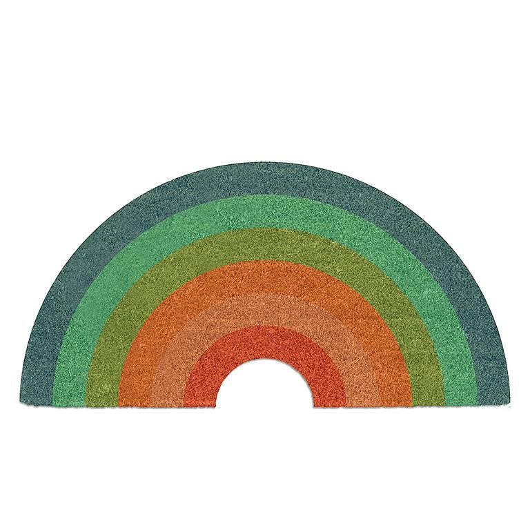 Doormat Rubber Bottom Muted Rainbow Shape 15&quot; x 30&quot;