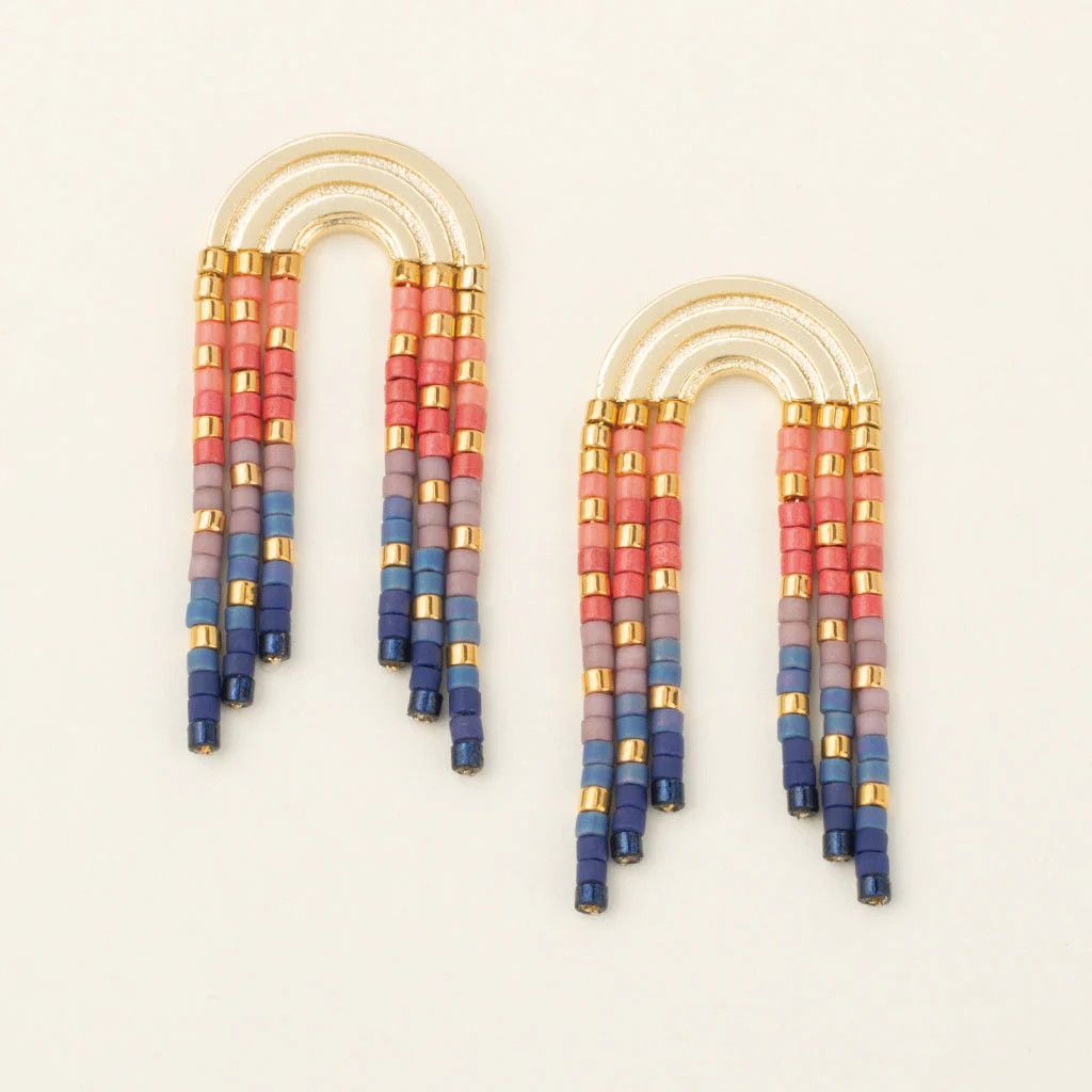 Chromacolour Miyuki Rainbow Fringe Earring Multi/Gold
