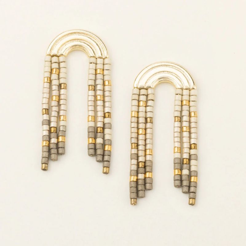 Chromacolour Miyuki Rainbow Fringe Earring Pewter Multi/Gold