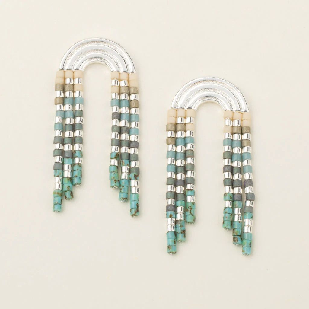 Chromacolour Miyuki Rainbow Fringe Earring Turquoise Multi/Silver