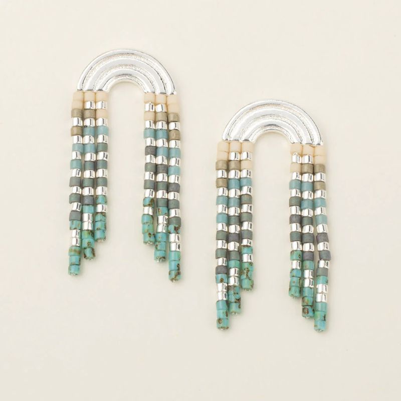 Chromacolour Miyuki Rainbow Fringe Earring Turquoise Multi/Silver