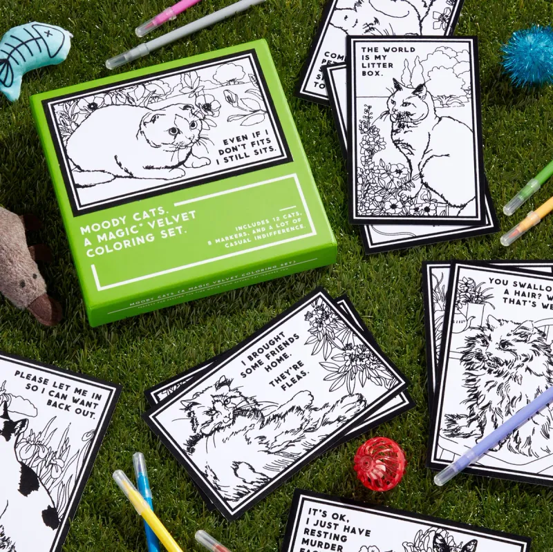 Moody Cats Velvet Colouring Set
