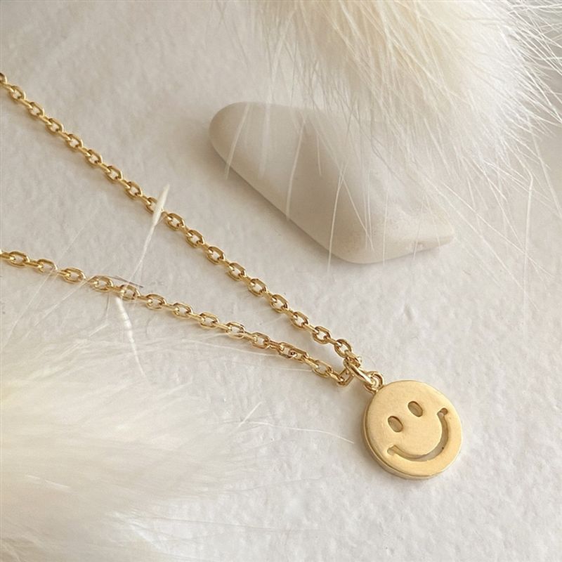 Necklace &quot;Have A Nice Day&quot; Smiley Face Charm Gold