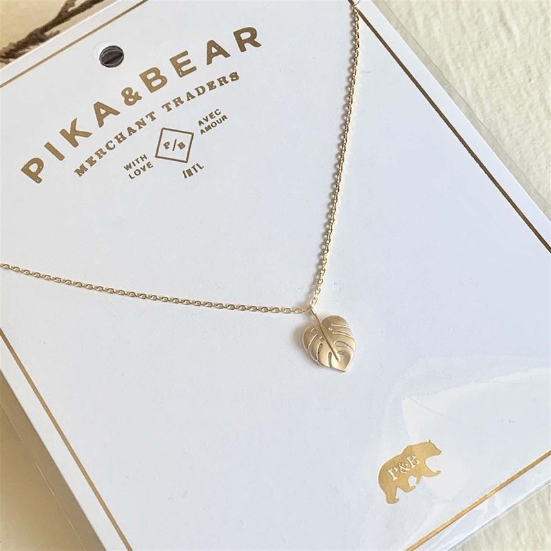 Necklace &quot;Monstera&quot; Leaf Charm Gold