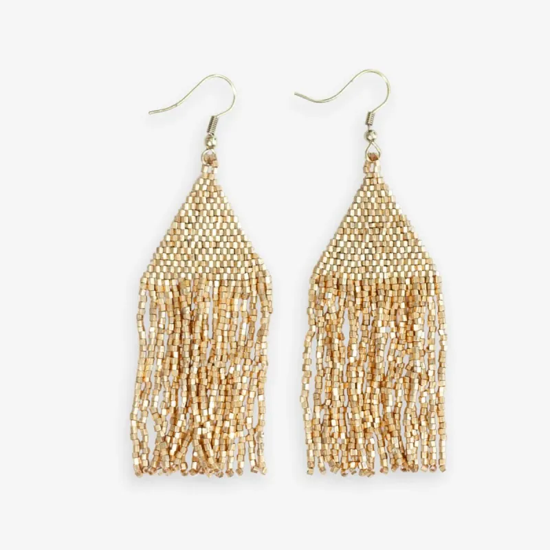 Lexie Solid Beaded Fringe Earrings Gold