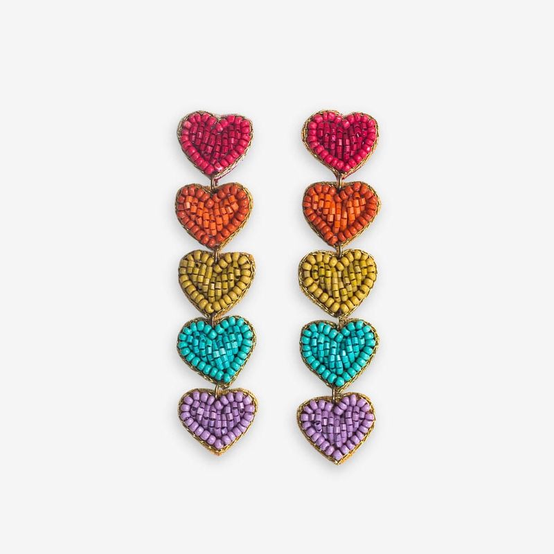 Christina Rainbow Heart Earrings Red