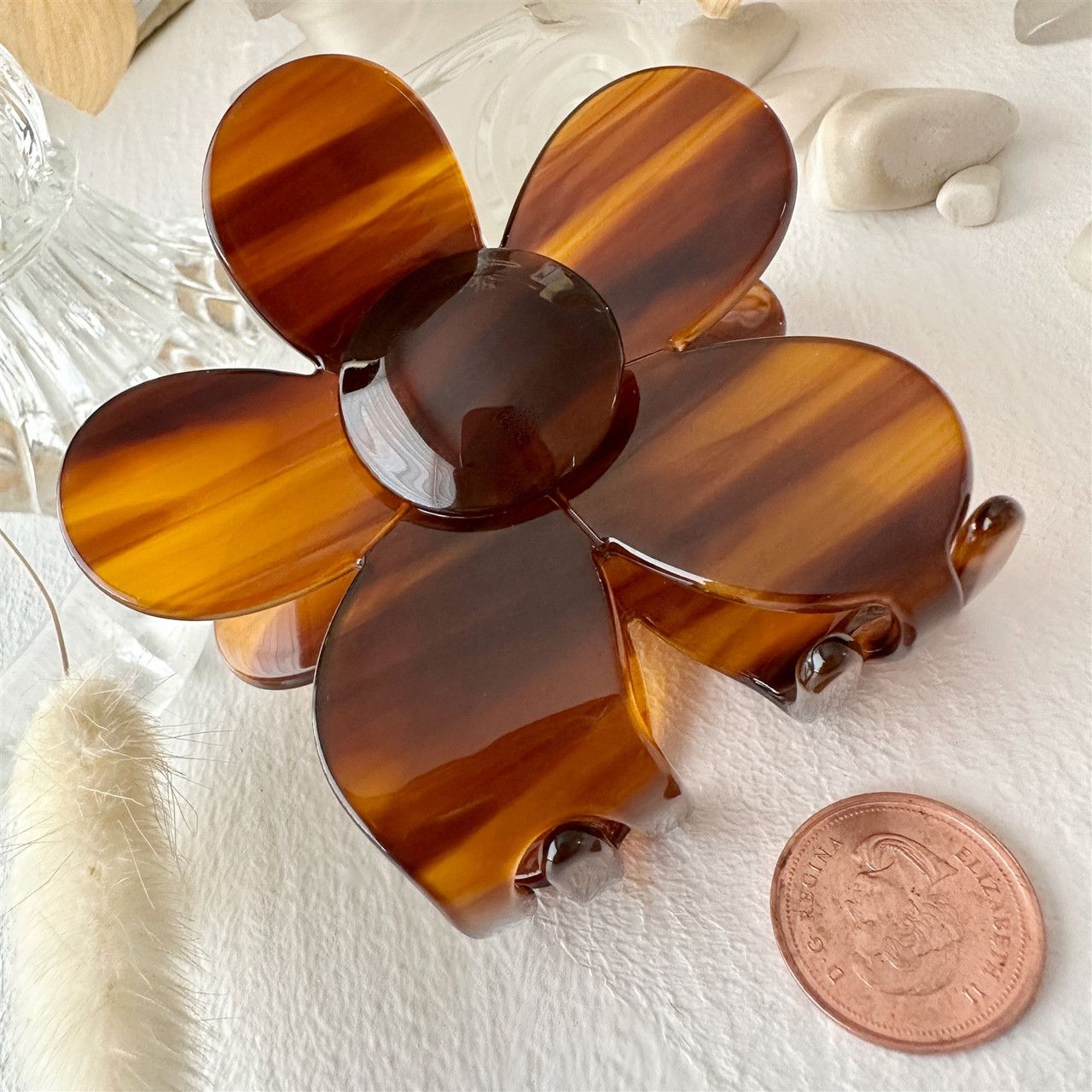 &quot;Flower Power&quot; Flower Hair Claw Chestnut