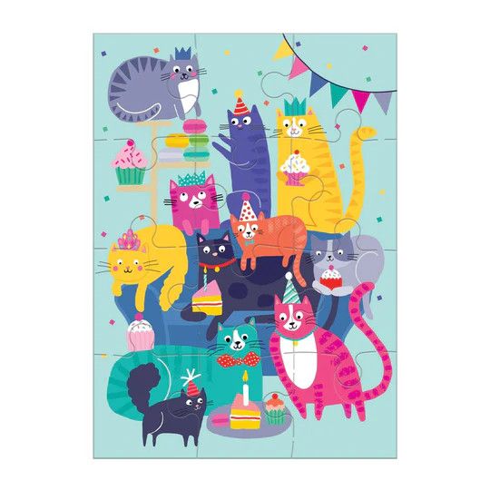 Greeting Card Puzzle Cat Party