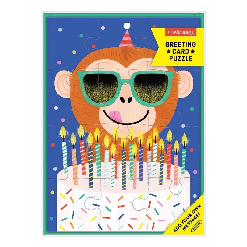 Greeting Card Puzzle Monkey Cake