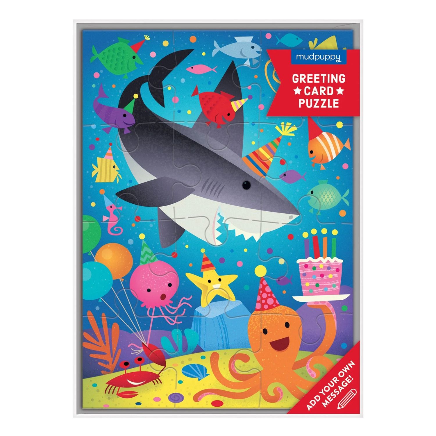 Greeting Card Puzzle Shark Party