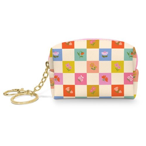 Keychain Pouch Checkerboard Blooms