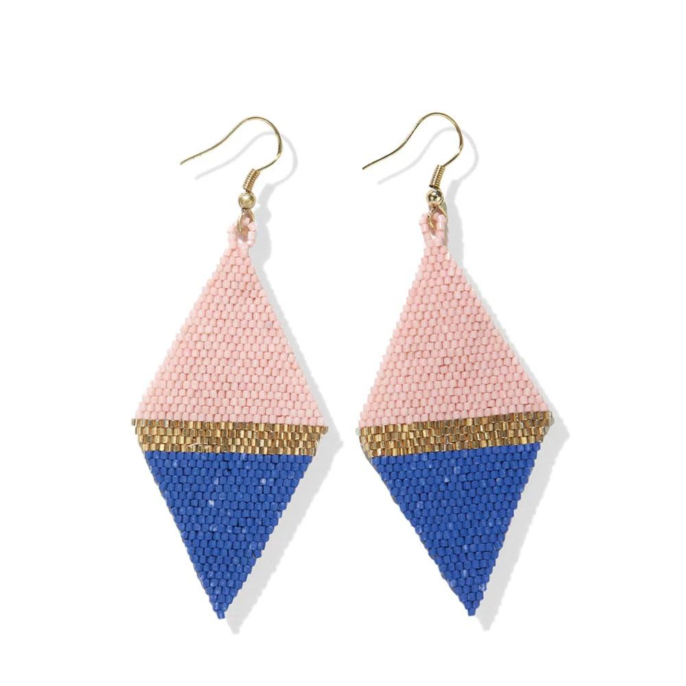 Frida Colour Block Triangle Beaded Earrings Blush