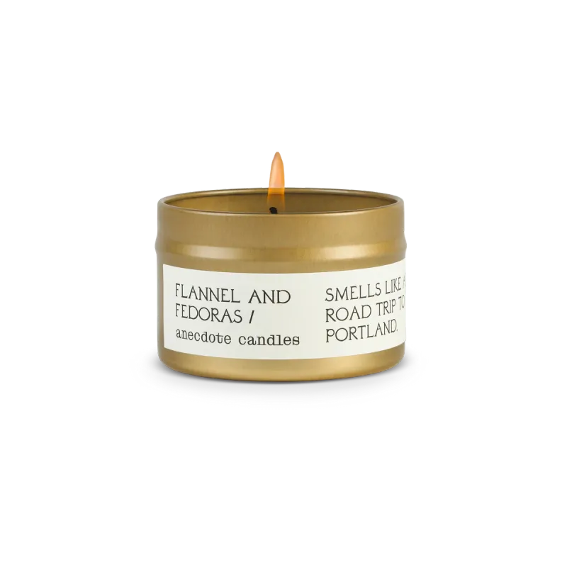 Travel Tin Candle Flannels and Fedoras