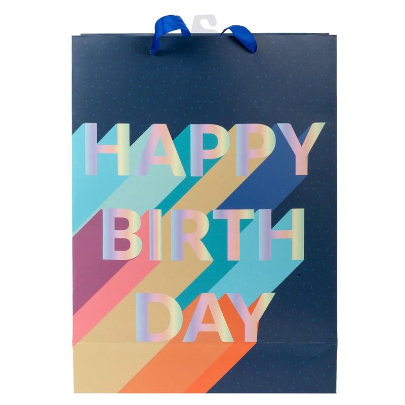 Jumbo Gift Bag Navy Happy Birthday