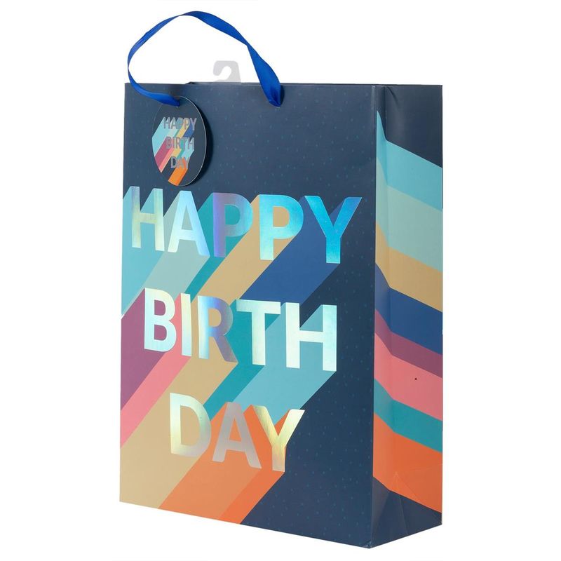 Jumbo Gift Bag Navy Happy Birthday