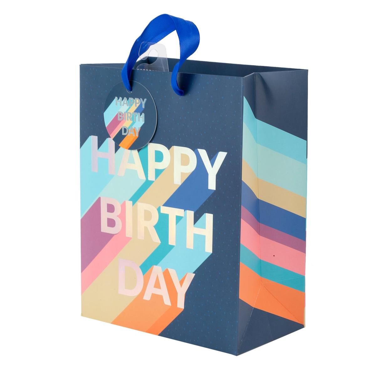 Medium Gift Bag Navy Happy Birthday