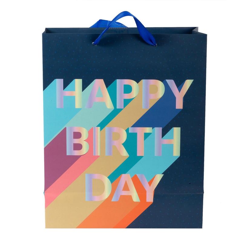 Large Gift Bag Navy Happy Birthday