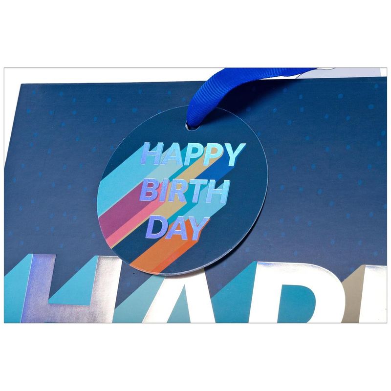 Large Gift Bag Navy Happy Birthday