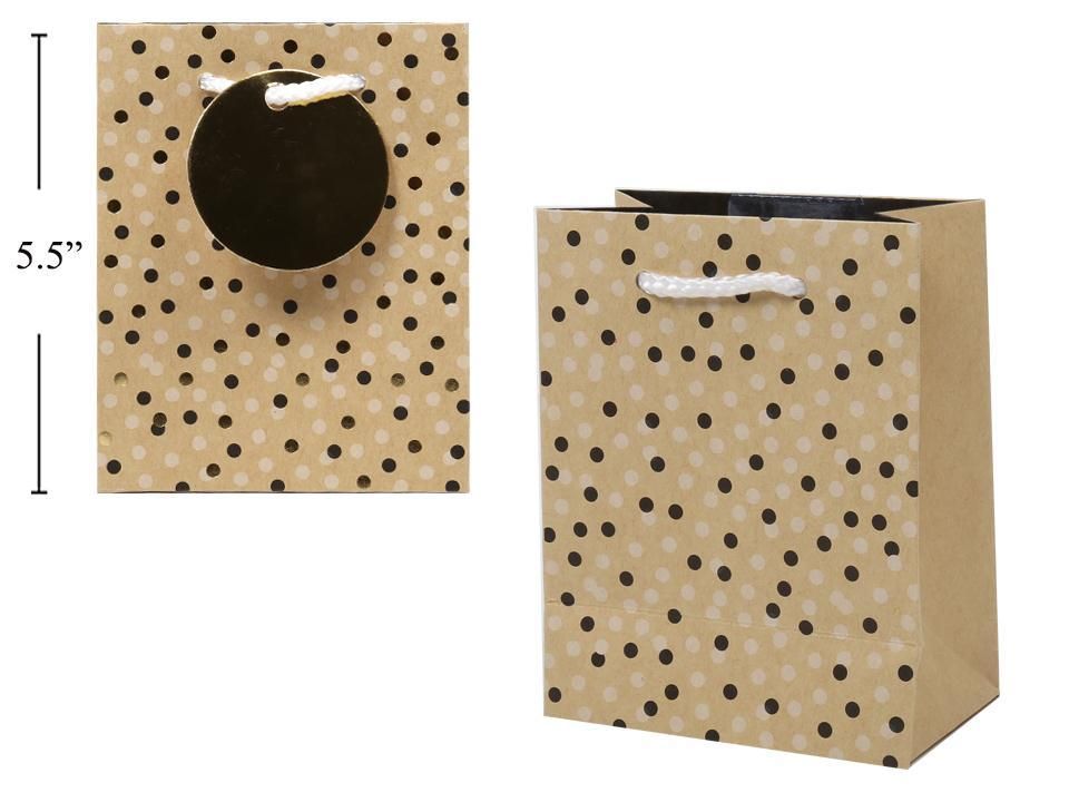 Small Gift Bag Matte Kraft Dots