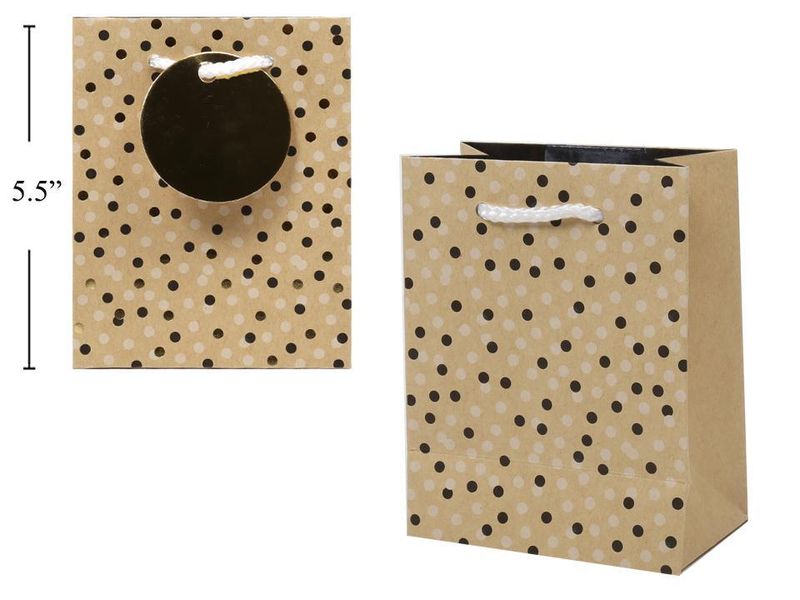 Small Gift Bag Matte Kraft Dots