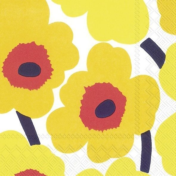 Paper Cocktail Napkin Unikko Dark Yellow
