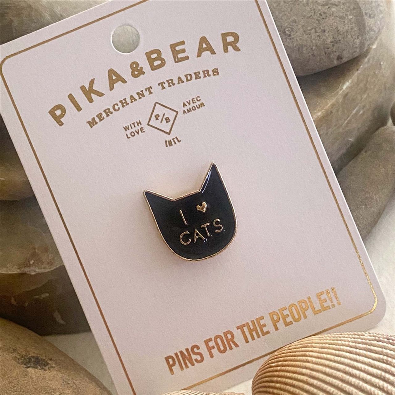 Enamel Pin &quot;I Love Cats&quot; Lapel Pin Black/Gold