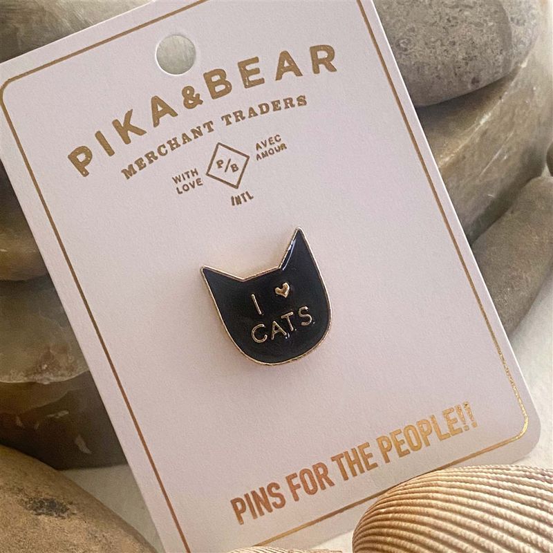 Enamel Pin &quot;I Love Cats&quot; Lapel Pin Black/Gold