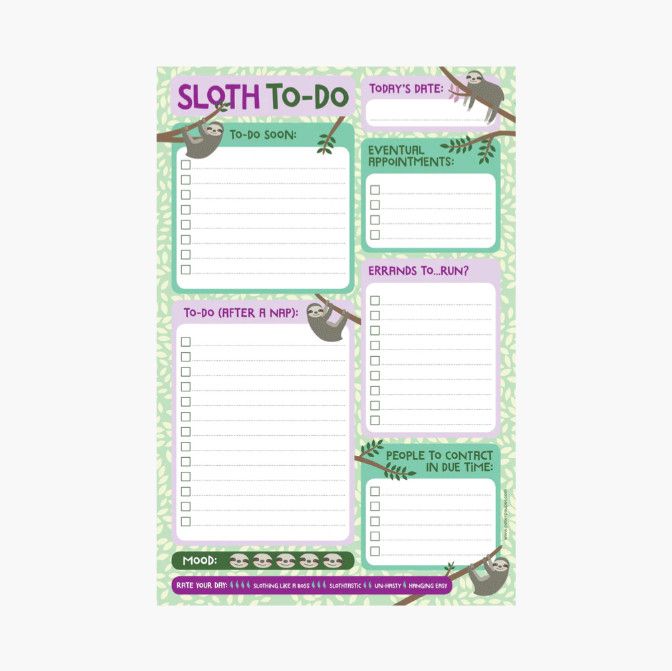 Daily Note Pad Sloth