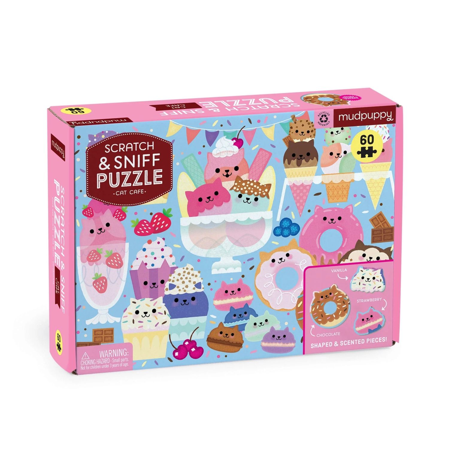 60 Piece Scratch &amp; Sniff Puzzle Cat Cafe