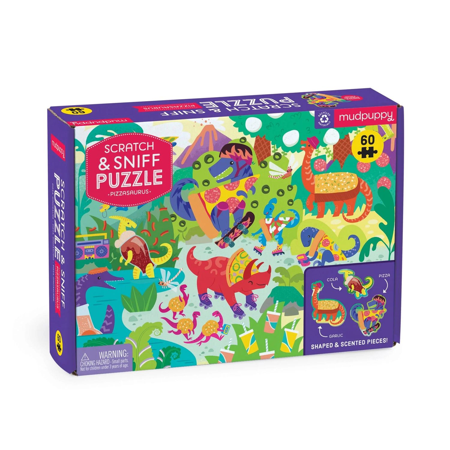 60 Piece Scratch &amp; Sniff Puzzle Pizzasaurus