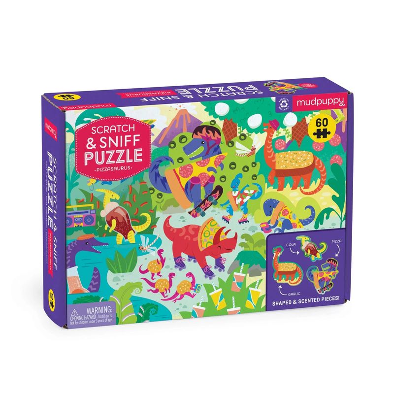 60 Piece Scratch &amp; Sniff Puzzle Pizzasaurus