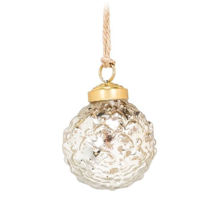 Glass Ornament Emboss Ball Ornament Silver