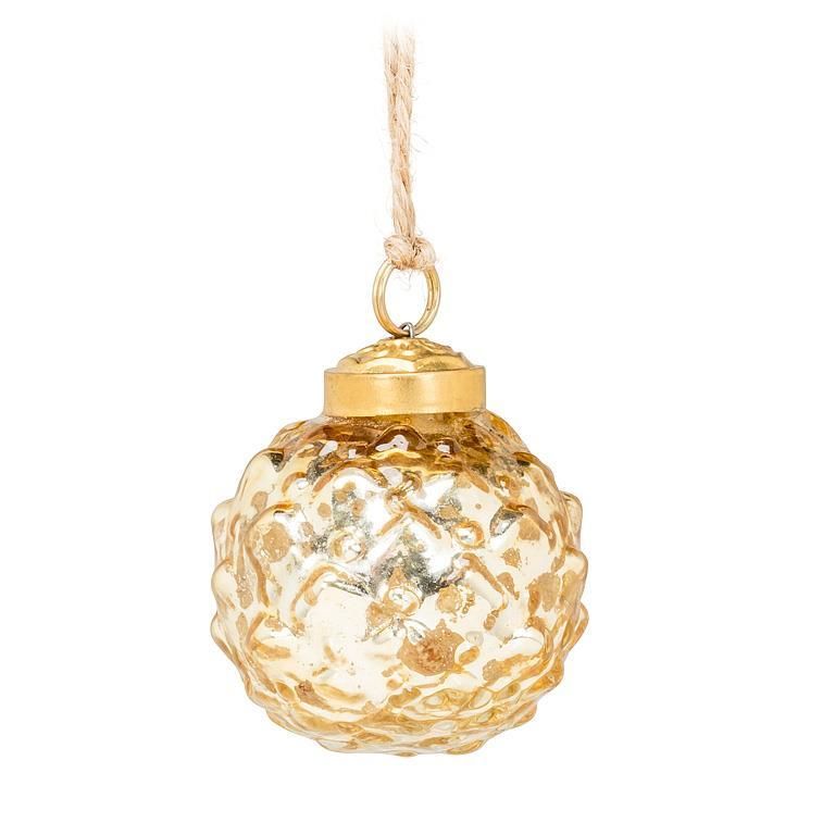 Glass Ornament Emboss Ball Ornament Gold