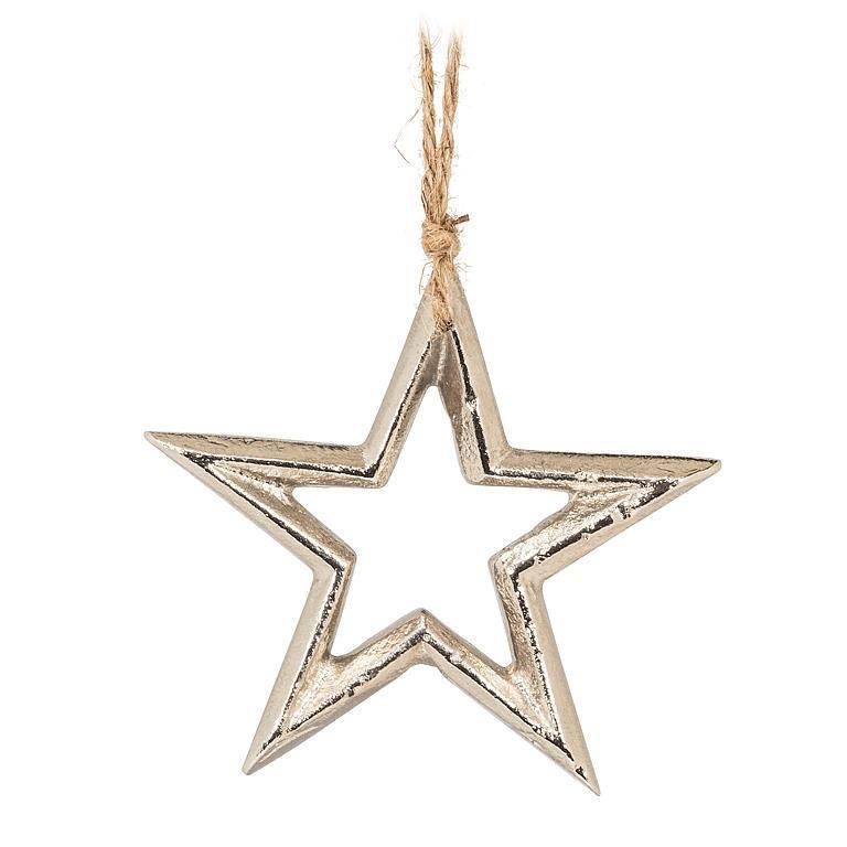 Metal Ornament Outline Star Silver