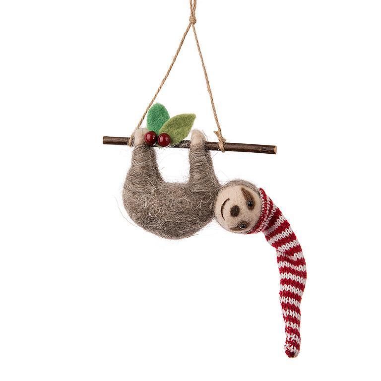 Felt Ornament Sloth on Branch