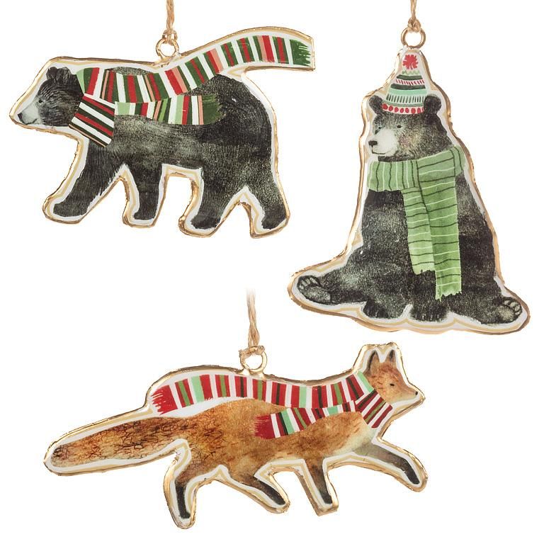 Metal Ornament Winter Animals Assorted