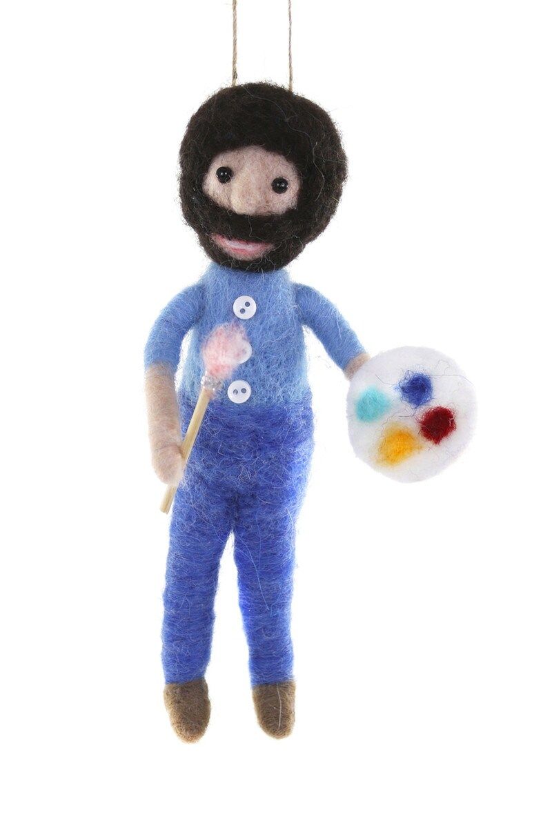 Felted Ornament Bob Ross Happy Little Trees