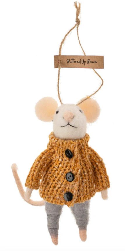 Felt Ornament Mouse Buttoned up Bruce